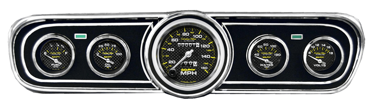1965-1966 Ford Mustang Adapter Panels w/ AutoMeter Carbon Fiber Gauges