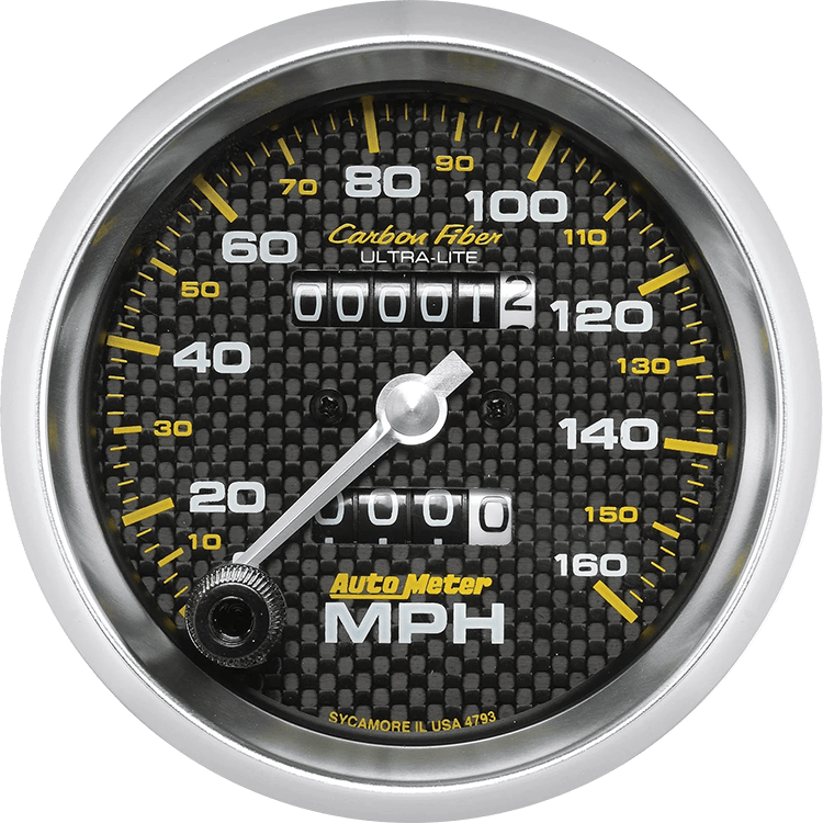 4793 Auto Meter Carbon Fiber 3 3/8" Mechanical 0-160 MPH Speedometer