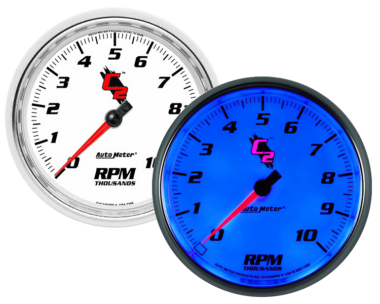 7298 Auto Meter C2 5" In-Dash 10,000 RPM Tachometer