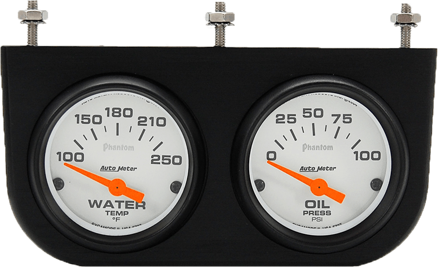 Aluminum 2 Gauge Under Dash Panel w/ Auto Meter Phantom Gauges