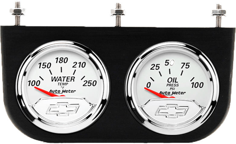 Aluminum 2 Gauge Under Dash Panel w/ Auto Meter Chevy Vintage
