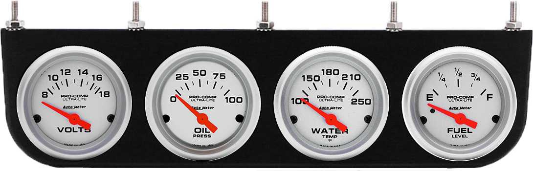 4 Gauge Under Dash Aluminum Panel w/ 2 1/16" Auto Meter UItra-Lite Gauges