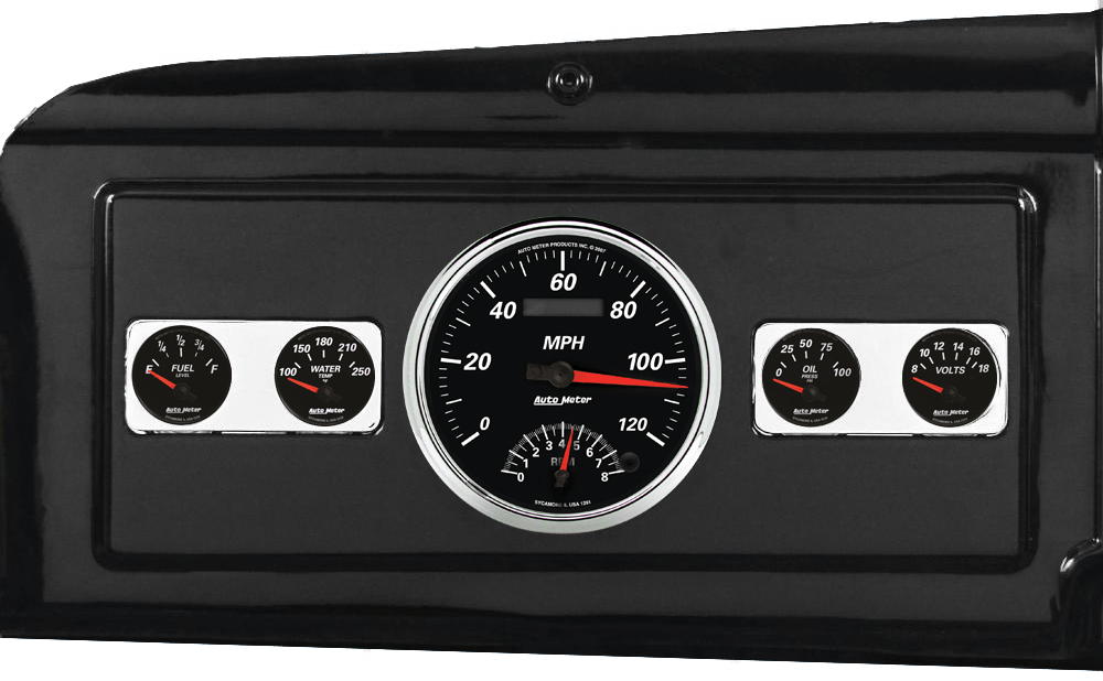 1939-1947 Dodge Truck Billet Aluminum Dash Insert w/ Auto Meter Designer Black II Gauges