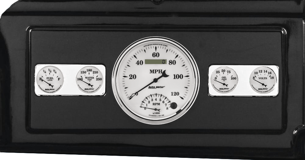 1939-1947 Dodge Truck Billet Aluminum Dash Insert w/ Auto Meter Old Tyme White II Gauges
