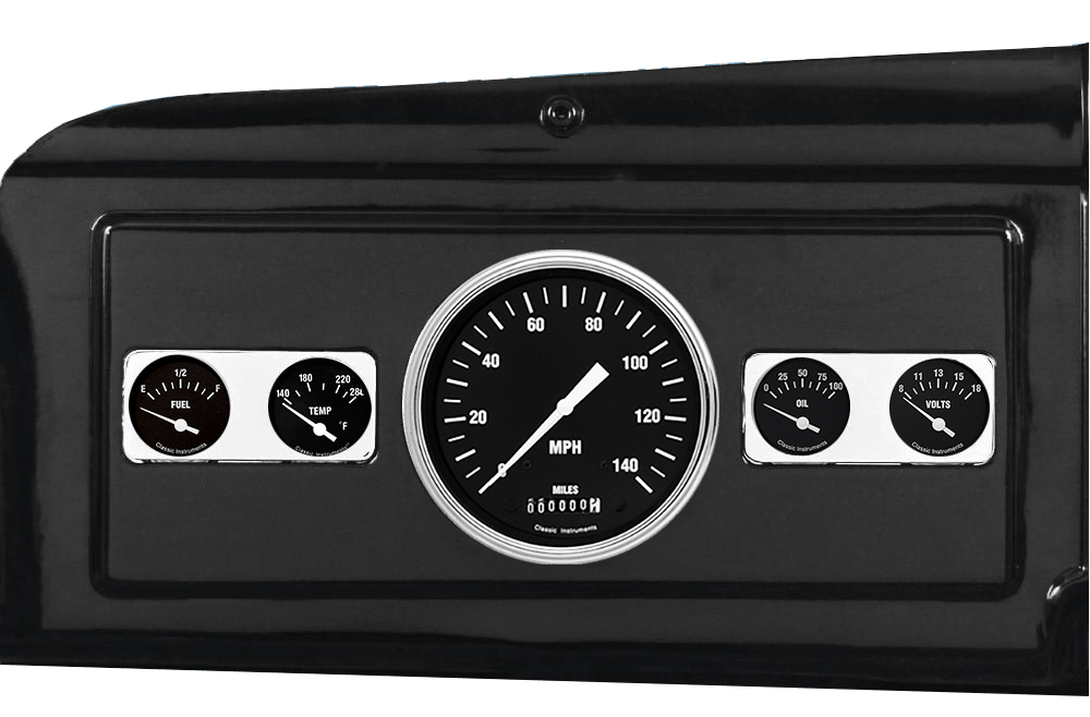 1939-1947 Dodge Truck Aluminum 5 Gauge Panel w/ Classic Instruments Hot Rod Gauges