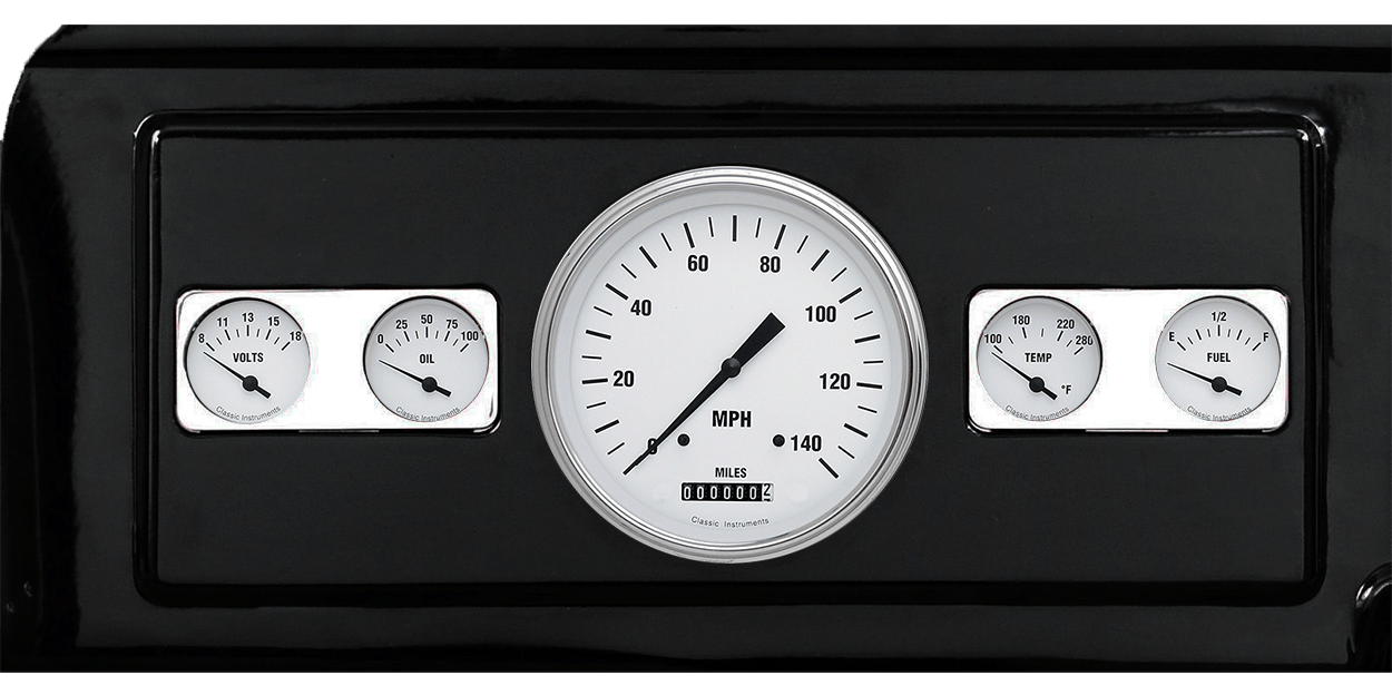 1939-1947 Dodge Truck Aluminum 5 Gauge Panel w/ Classic Instruments White Hot Gauges