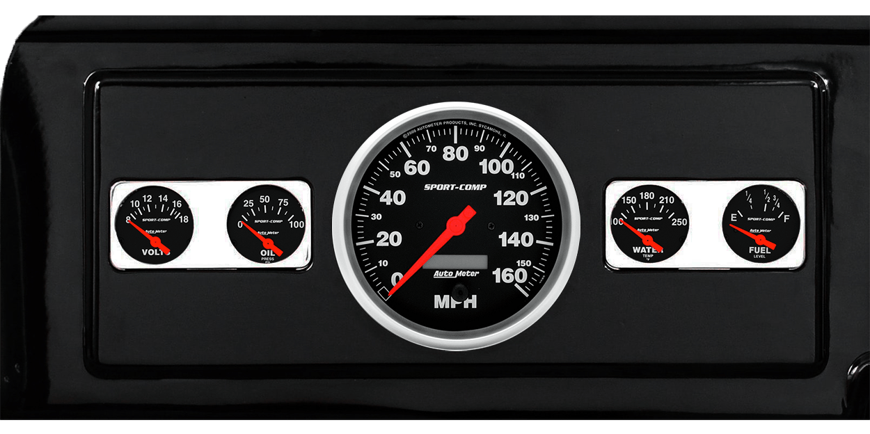 1939-1947 Dodge Truck Billet Aluminum Gauge Panel w/ Sport-Comp Gauges