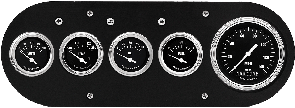 1954-1958 Dodge Truck Aluminum 5 Gauge Panel w/ Classic Instruments Hot Rod Gauges