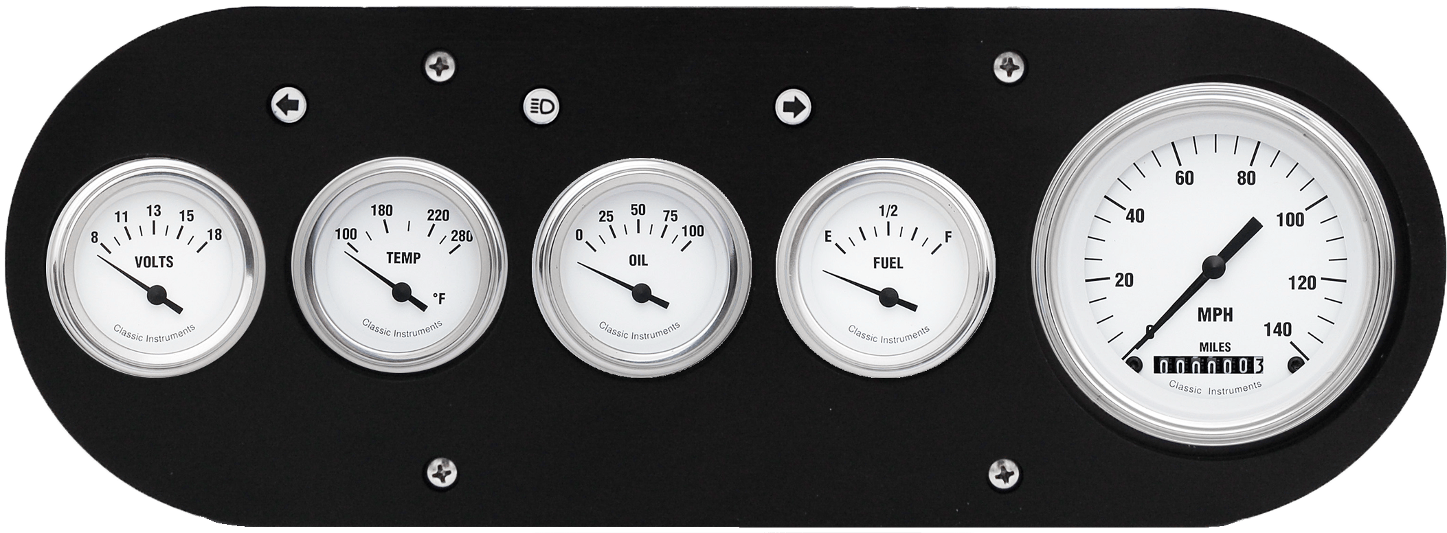 1954-1958 Dodge Truck Aluminum 5 Gauge Panel w/ Classic Instruments White Hot Gauges
