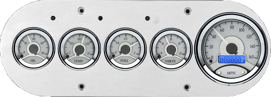 1954-1958 Dodge Truck Billet Aluminum Gauge Panel w/ Dakota Digital VHX-1050 Silver Alloy Gauges
