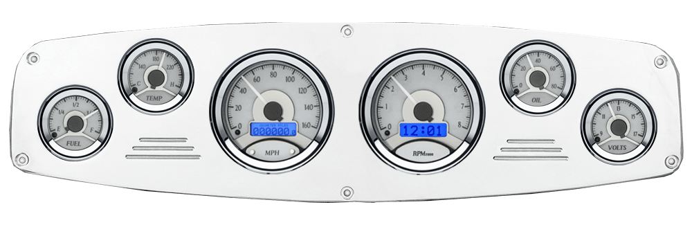 1961-1968 Dodge Truck Aluminum Gauge Panel w/ Dakota Digital VHX Silver Alloy Gauges