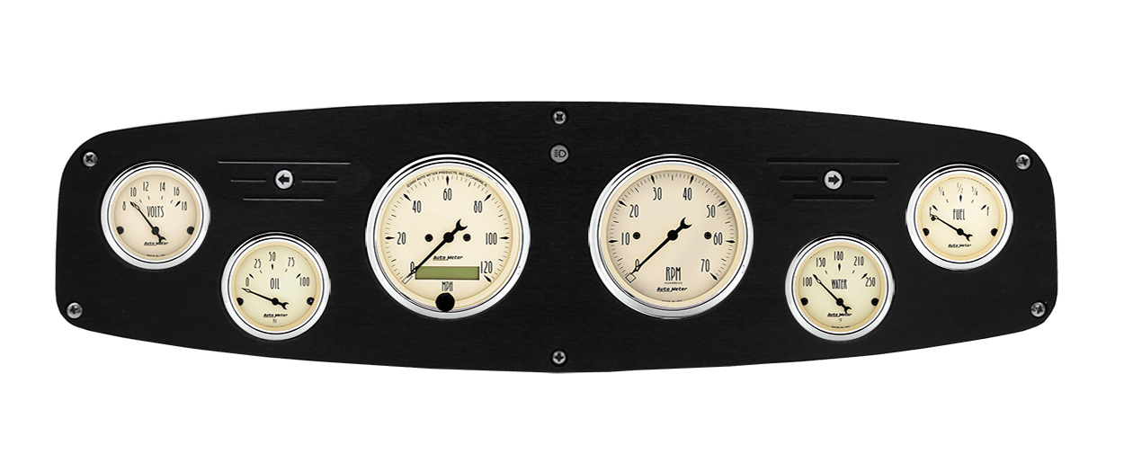 1961-1968 Dodge Truck Aluminum Gauge Panel w/ AutoMeter Antique Beige Gauges