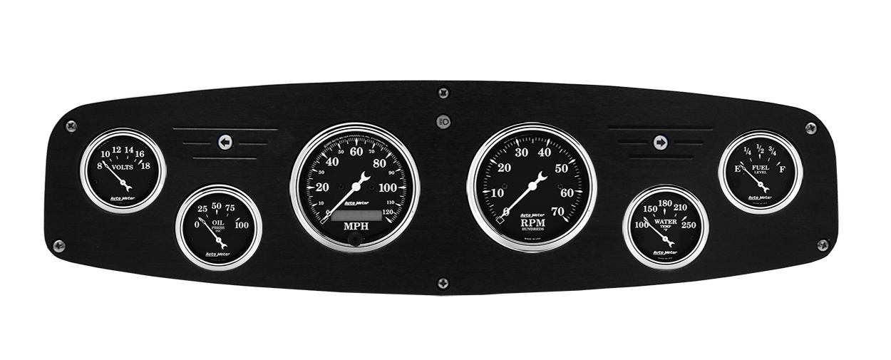 1961-1968 Dodge Truck Aluminum Gauge Panel w/ Auto Meter Old Tyme Black Gauges