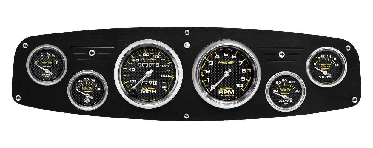 1961-1968 Dodge Truck Aluminum Gauge Panel w/ AutoMeter Carbon Fiber Gauges