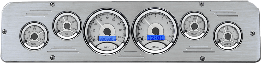 1969-1971 Dodge Truck Aluminum Gauge Panel w/ Dakota Digital VHX Silver Alloy Gauges