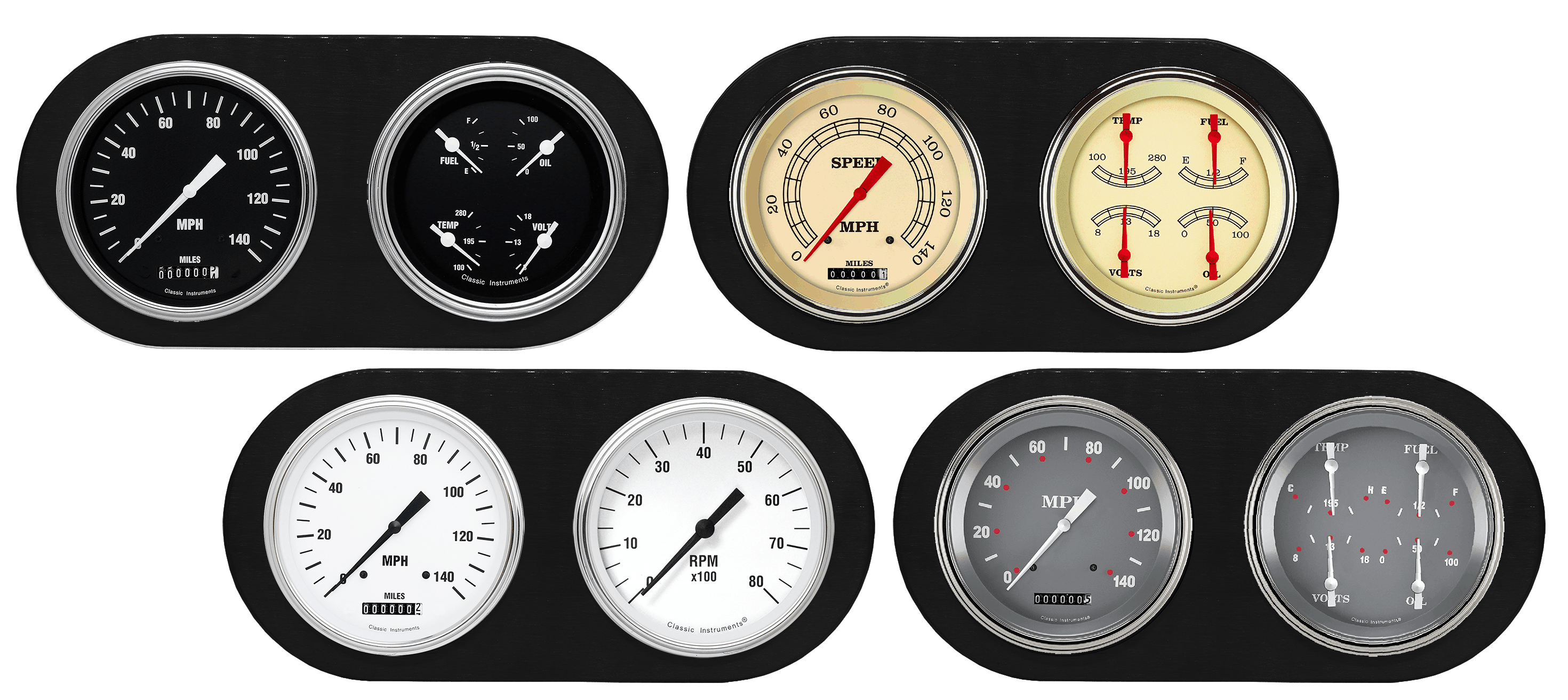1938 Dodge Car Aluminum Gauge Panel w/ Classic Instruments Gauges