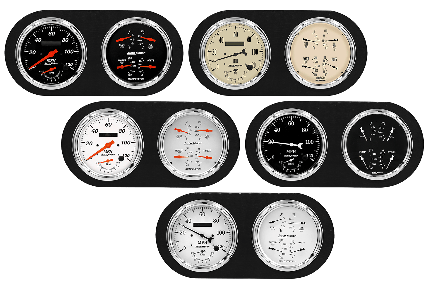 1938 Dodge Car Aluminum Gauge Panel AutoMeter Street Rod Series Gauges (Speedo/Tach)