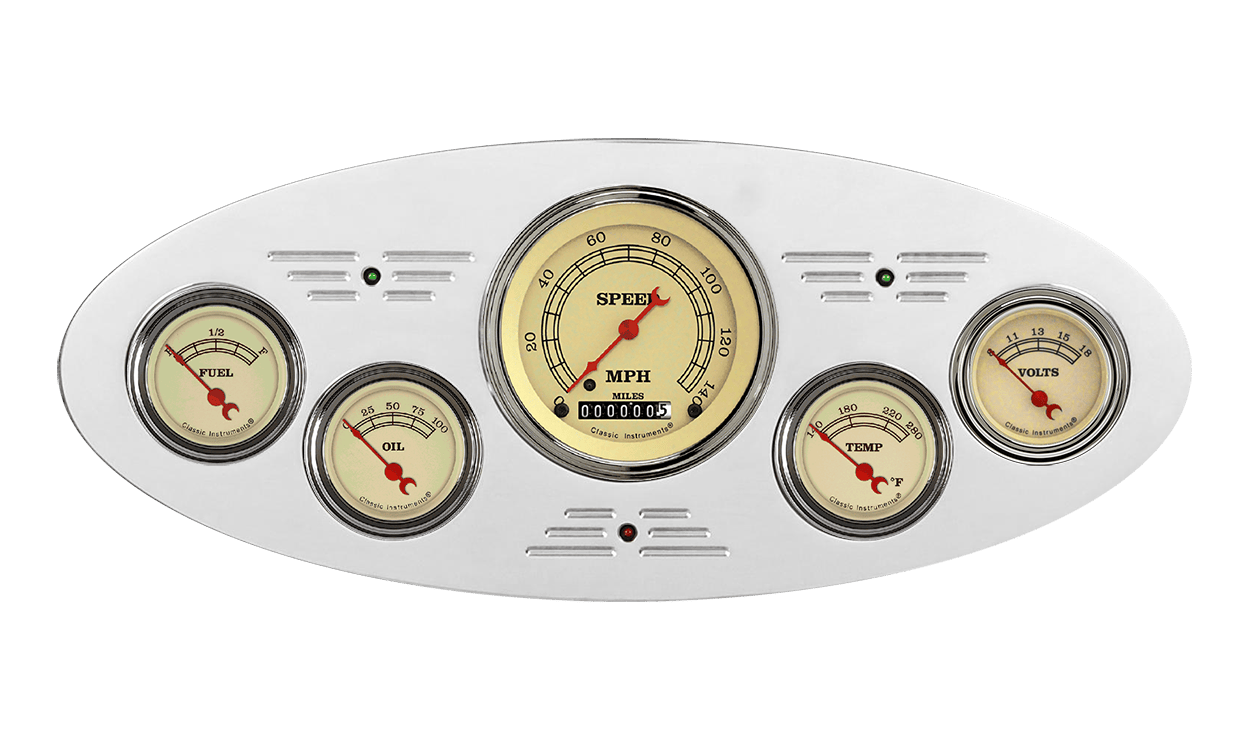 1933-1934 Plymouth Aluminum Gauge Panel w/ Classic Instruments Gauges