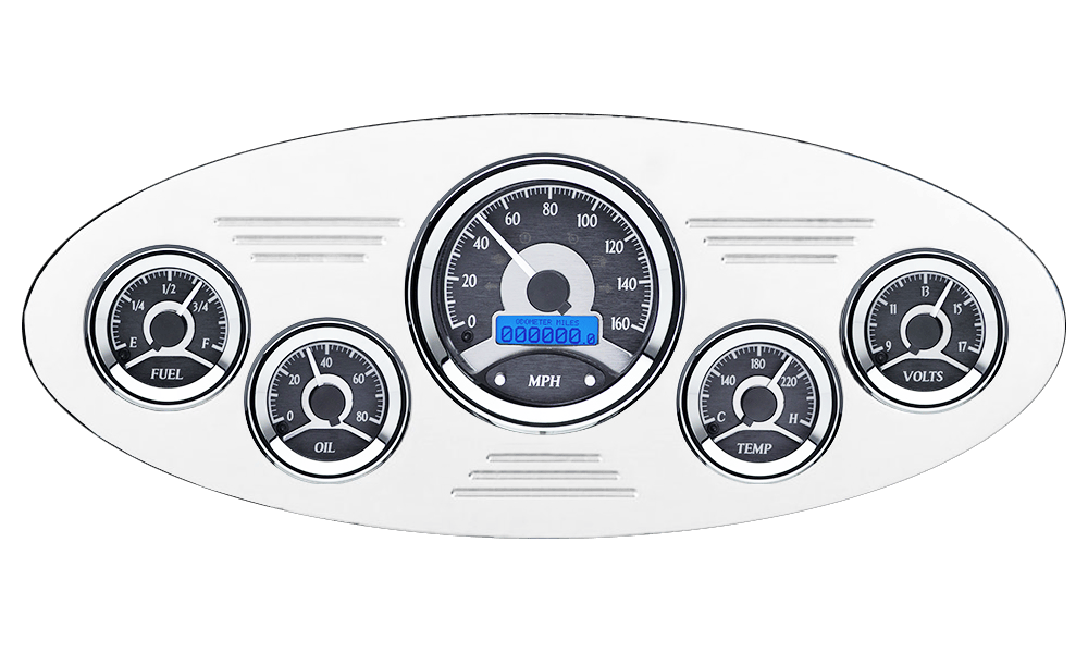 1933-1934 Plymouth Billet Aluminum Gauge Panel w/ Dakota Digital VHX-1050 Black Alloy Gauges
