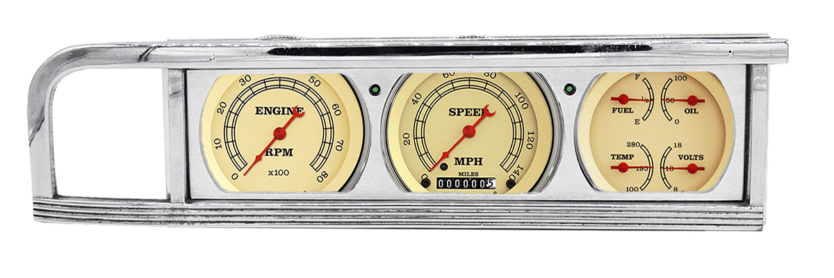 1946-1948 Plymouth Aluminum 3 Gauge Panel w/ Classic Instruments Gauges