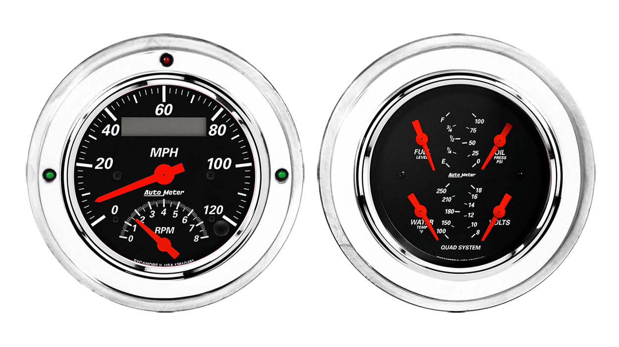 1952-1955 Buick Aluminum Gauge Panels w/ Auto Meter Designer Black Gauges