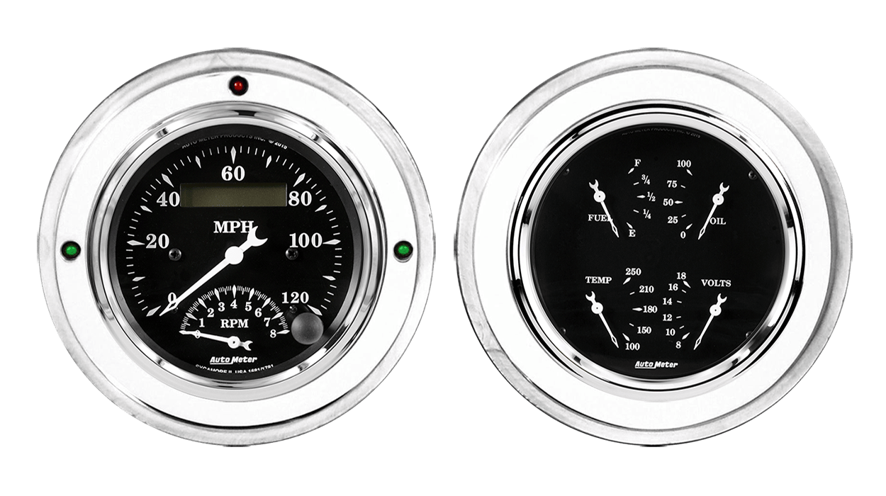 1952-1955 Buick Aluminum Gauge Panels w/ Auto Meter Old Tyme Black Gauges