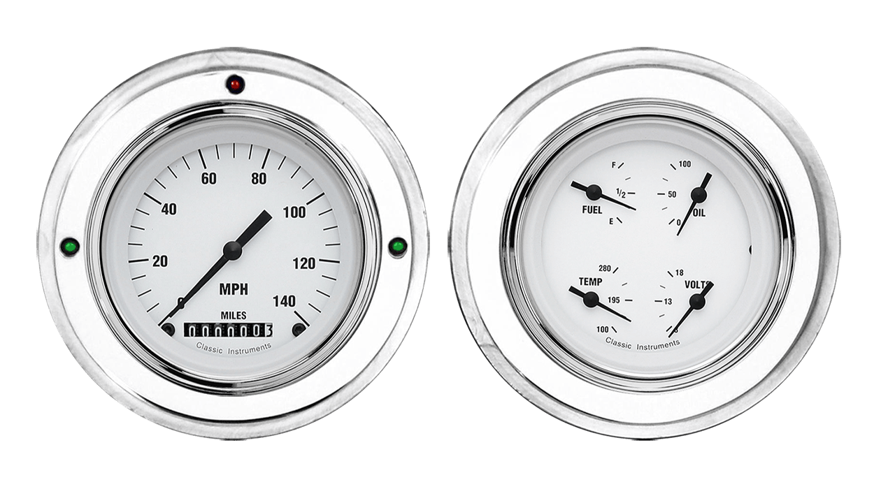 1952-1955 Buick Aluminum Gauge Panels w/ Classic Instruments White Hot Gauges