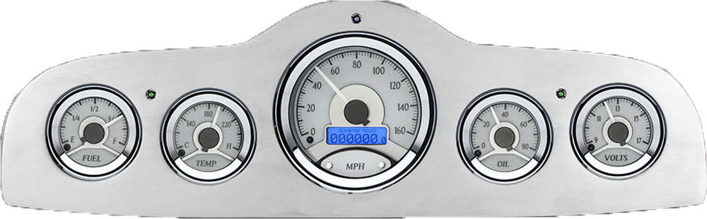 1949-1952 Pontiac Aluminum Gauge Panel w/ Dakota Digital VHX-1050 Silver Alloy Gauges