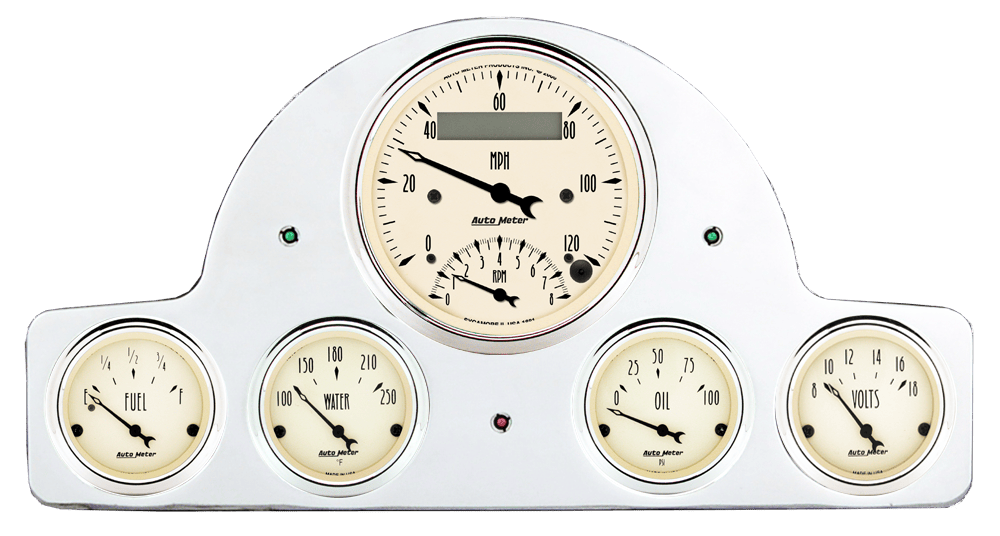 1951-1952 Oldsmobile Aluminum Gauge Panel w/ Auto Meter Street Rod Series Gauges (Speedo/Tach)