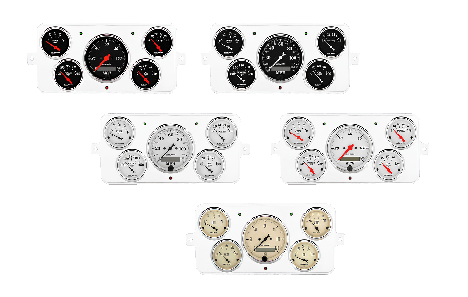 1940-1949 International Truck Aluminum Gauge Panel w/ AutoMeter Street Rod Series Gauges
