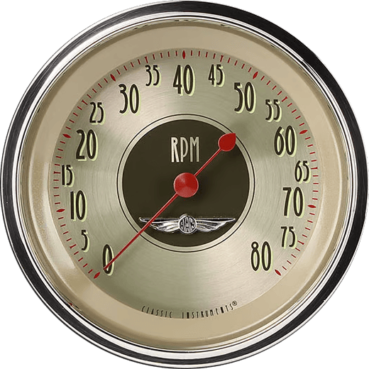 AN80SHC  Classic Instruments 3 3/8" All American Nickel 8,000 RPM Tachometer