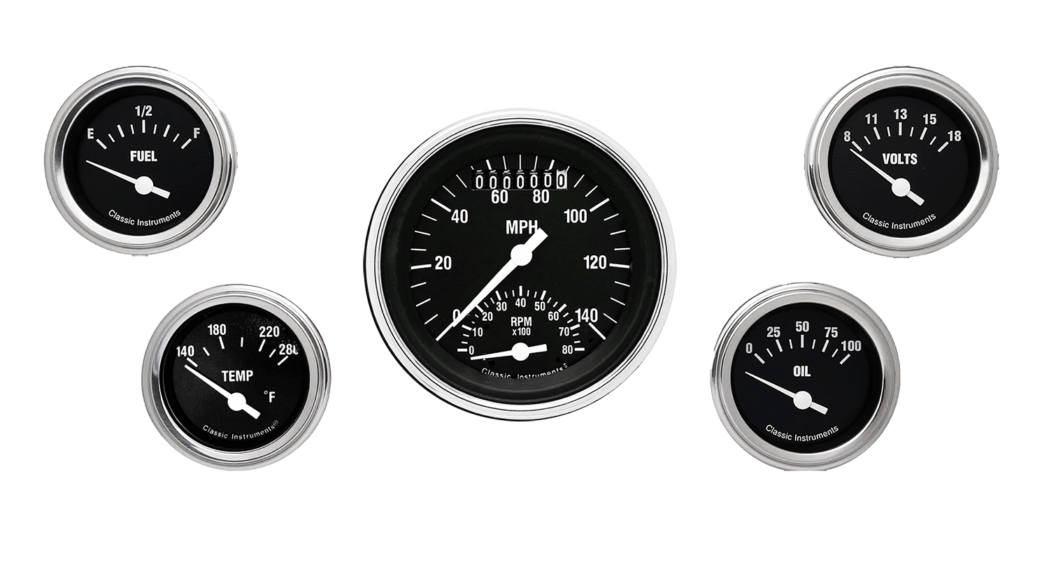 HR35SLF Classic Instruments Hot Rod 5 Gauge Kit (3 3/8" & 2 1/8")