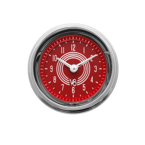 V8RS90SHC Classic Instruments 2 1/8" V8 Red Steelie Clock