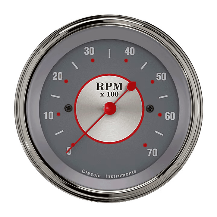 SS70SLF Classic Instruments 3 3/8" Silver Series 7,000 RPM Tachometer