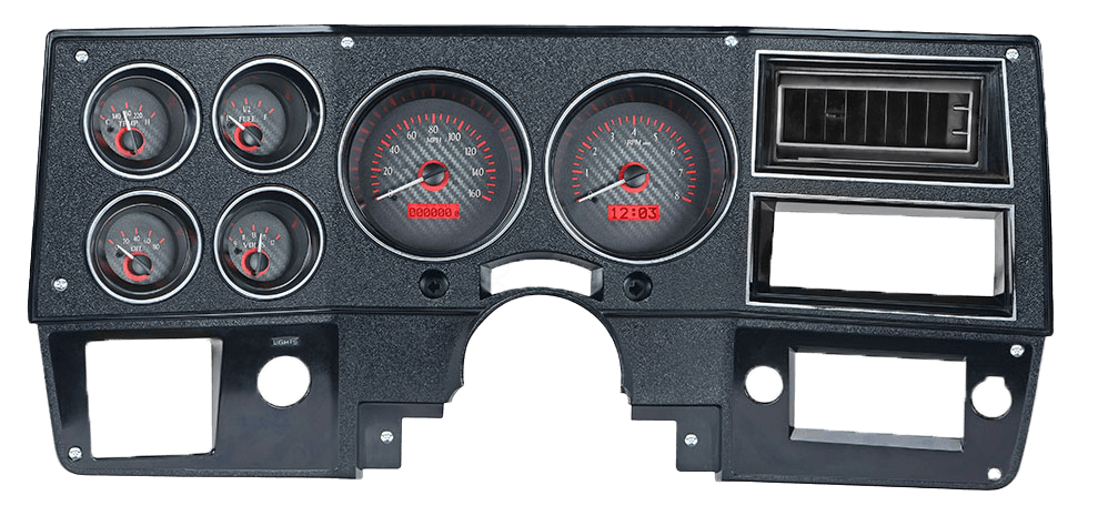 1973-1987 Chevy/GMC Pickup VHX Instruments - Carbon Fiber w/ Red Lighting