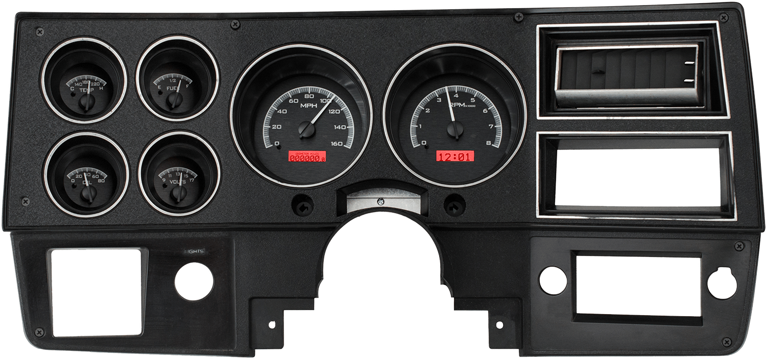 1973-1987 Chevy / GMC Pickup Dakota Digital VHX Instruments - Black Alloy w/ Red Lighting
