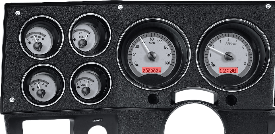 1973-1987 Chevy/GMC Pickup VHX Instruments - Silver Alloy w/ Red Lighting
