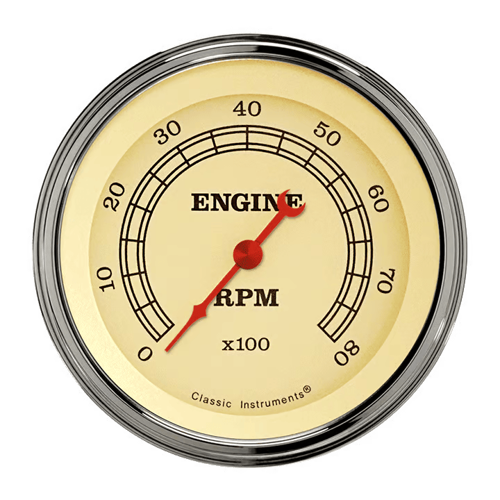 VT80SLF Classic Instruments 3 3/8" Vintage 8,000 RPM Tachometer