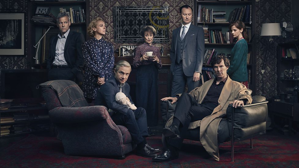 Photo of the major characters from the BBC series Sherlock