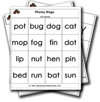 In these phonics alphabet games students will see a drawing of something beginning with a letter of the alphabet. Phonics Bingo Games
