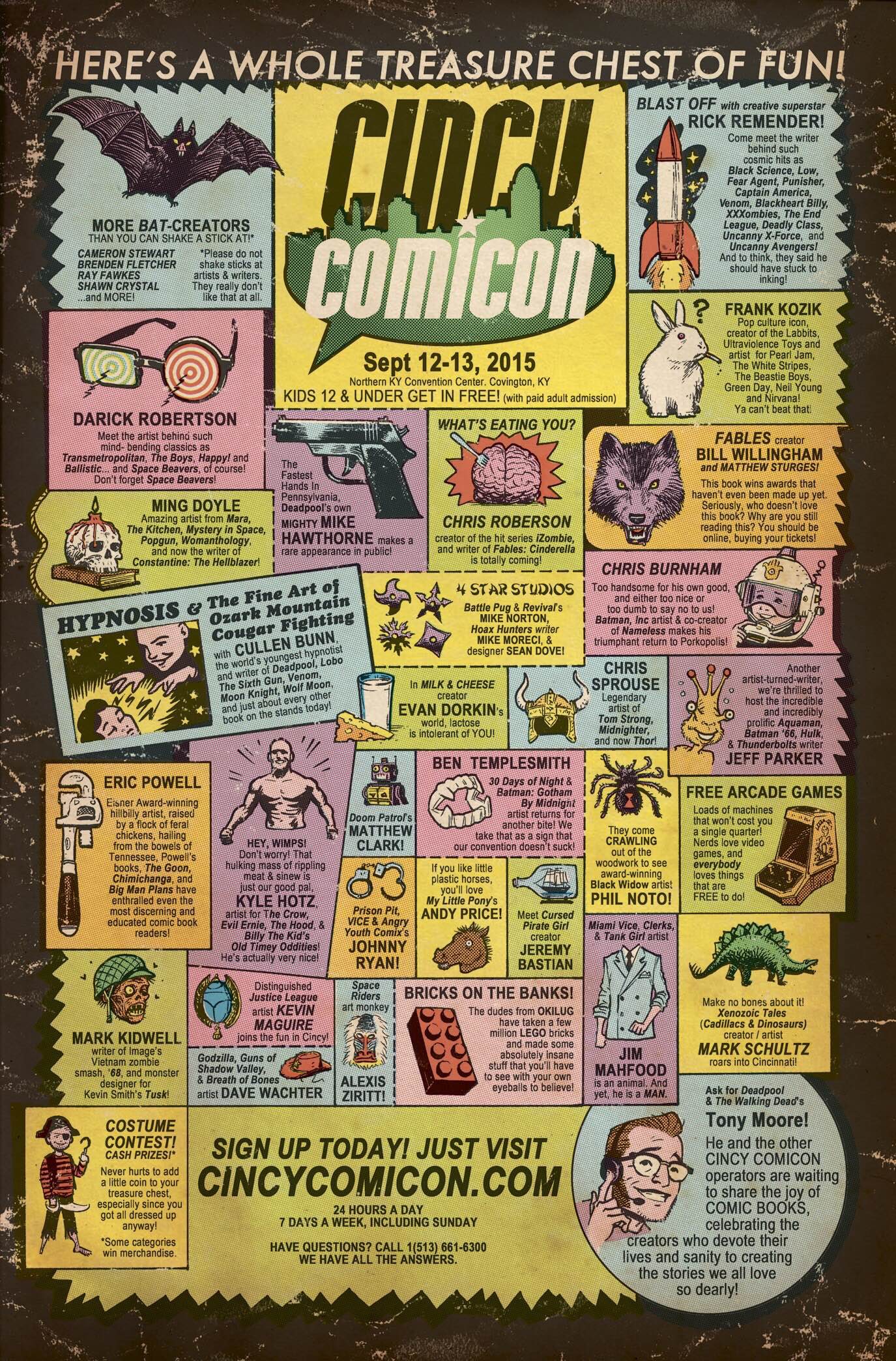 This poster for the Cincy Comicon pays homage to old comic book ads