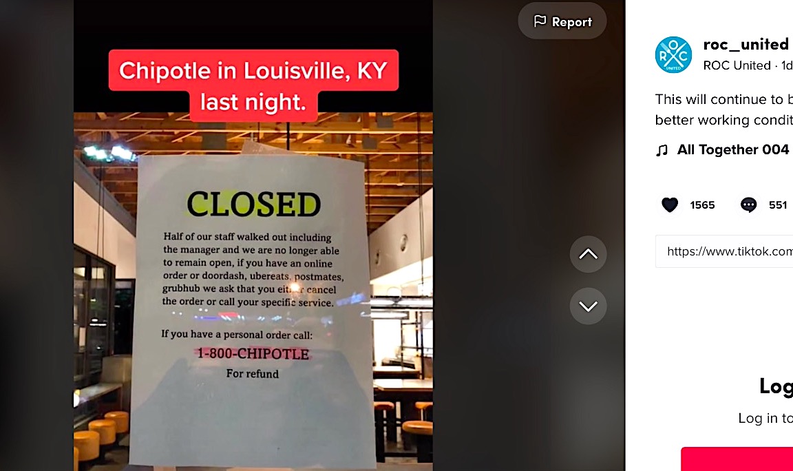 A Chipotle in Kentucky was forced to shut down for the evening after
