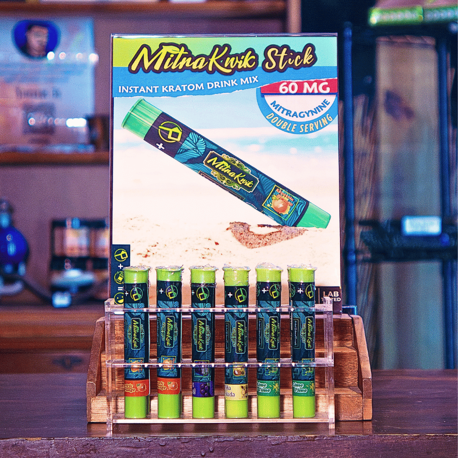 mitrakwik instant kratom drink mix and stand