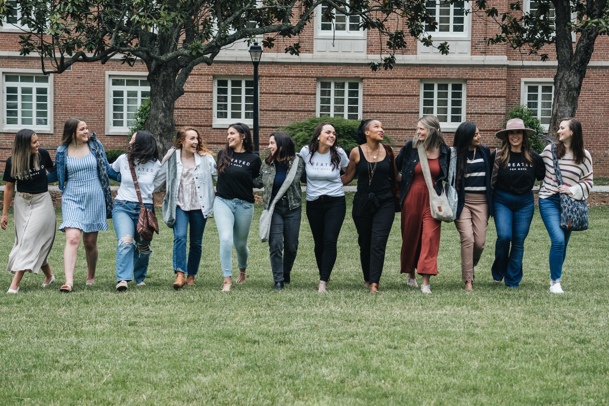 Group photo of New Hope Girls women on Radford University campus