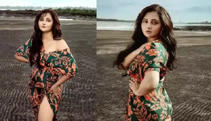 Rashmi Desai  confidently showcased her toned legs and a one-off shoulder style, exuding charm
