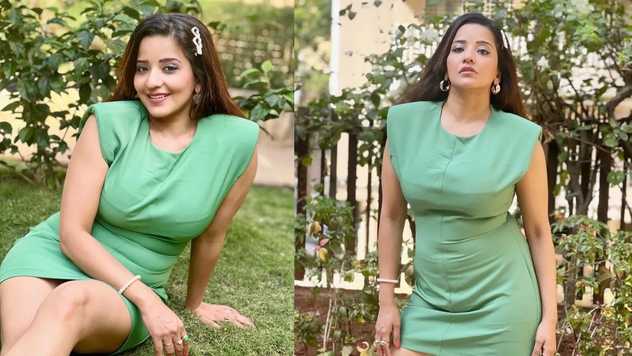 Monalisa Stuns in a Green Mini Dress, Showcasing Elegance and Bold Style