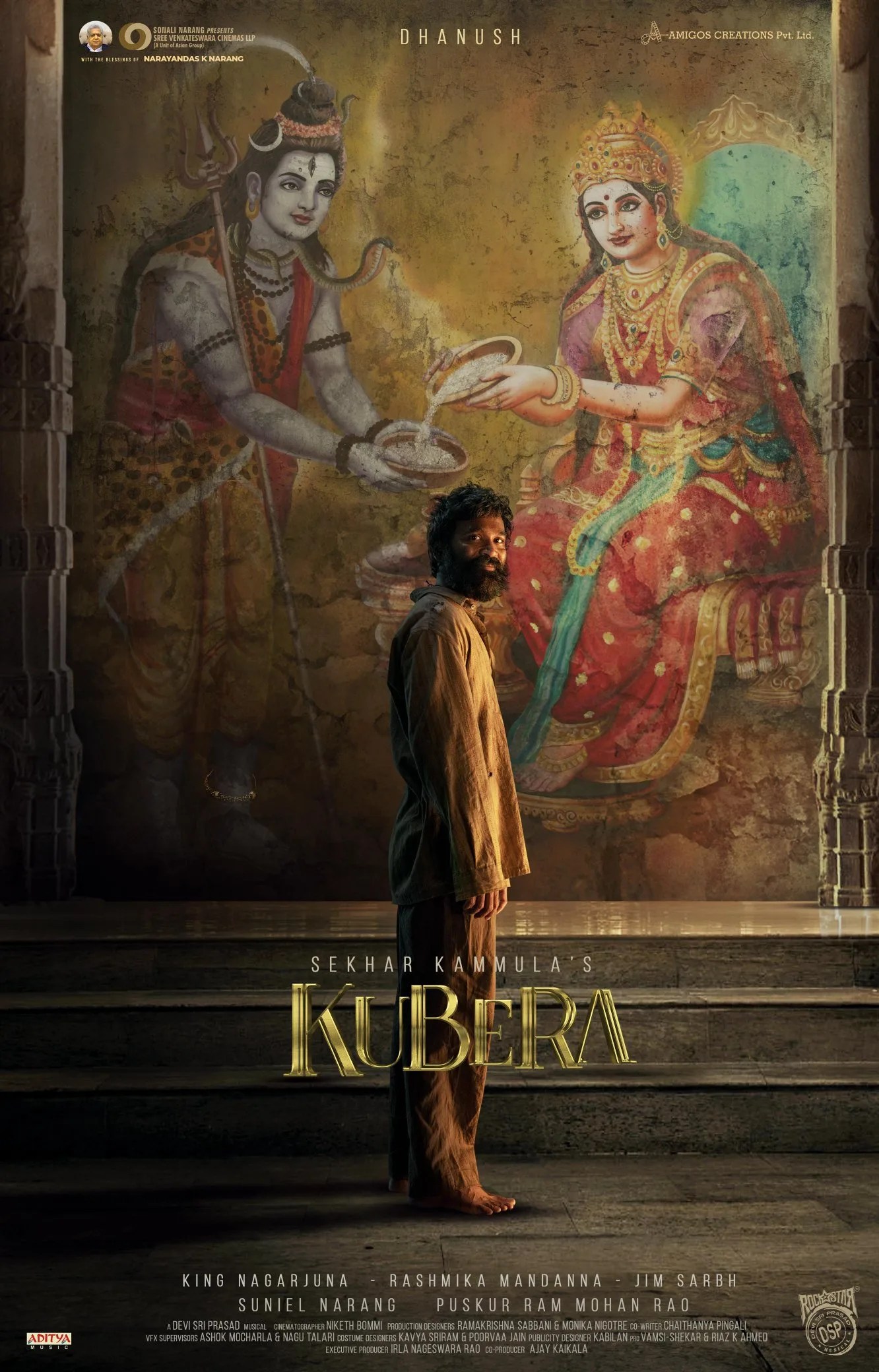 Kubera’  first look Unveiled: Dhanush, Nagarjuna, Rashmika Mandanna, and Jim Sarbh to Lead in Grand Pan-India Film