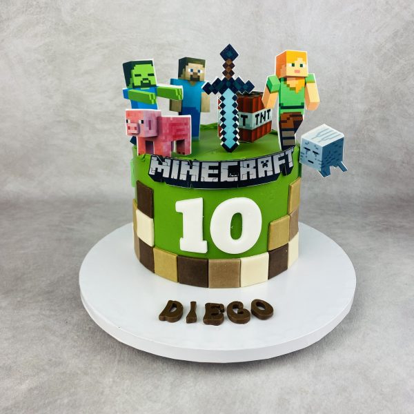 Tarta de cumpleaños de Minecraft personalizada, de Bonacasa Cake Design (Madrid)