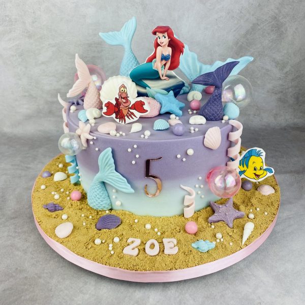 Tarta de cumpleaños de La Sirenita personalizada, de Bonacasa Cake Design (Madrid)