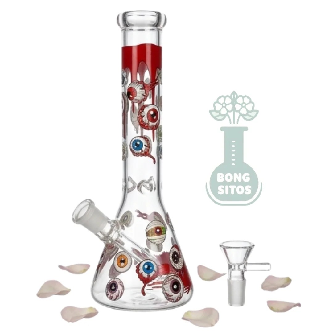 Bong de vidrio beaker con ojos 26 cm — lo que incluye